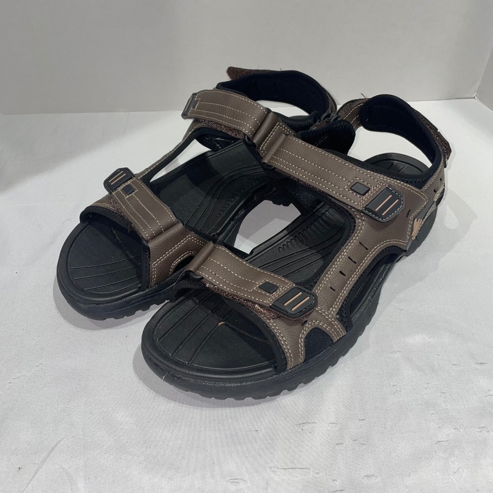 Landshark Mens Brown Sport Sandals Triple Strap Outdoor‎ Trail Shoes Size 12